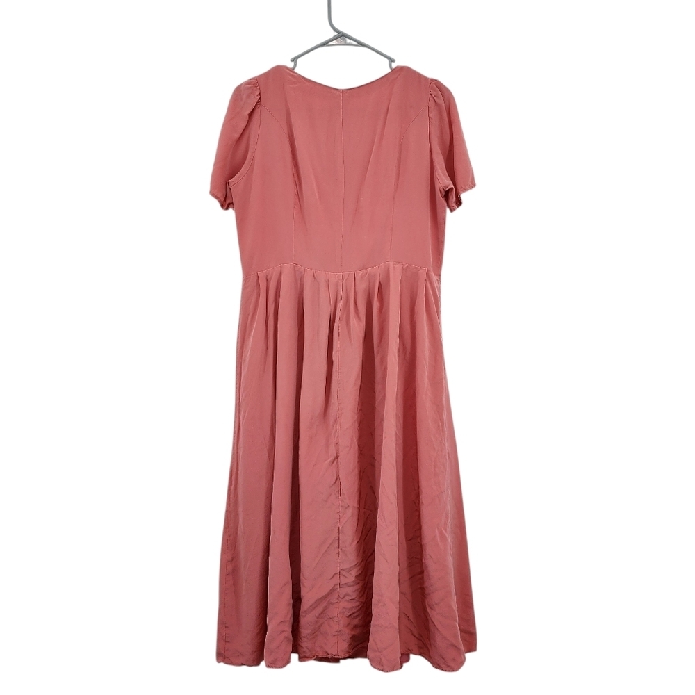 Ellen Ashley Vintage Women's 100% Silk Button Front Midi Dress - 10 - Picture 5 of 6